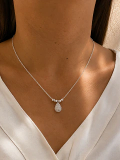 CONJUNTO GOTA BRILLO - ACERO BLANCO - Hosanna Joyas