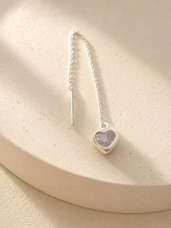 ARO SOLOITARIO AGUJA CORAZON CUBIC - ACERO BLANCO