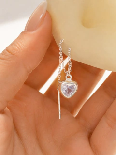 ARO SOLOITARIO AGUJA CORAZON CUBIC - ACERO BLANCO - tienda online