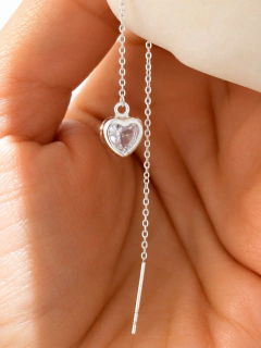 ARO SOLOITARIO AGUJA CORAZON CUBIC - ACERO BLANCO en internet