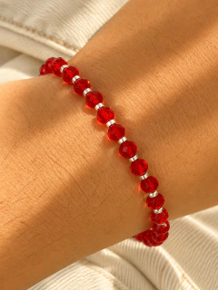 PULSERA ROXI BOLITA RED - PLATA - Hosanna Joyas