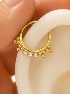 ARGOLLA SOLITARIA GALIA 1,2 CM - ACERO DORADO en internet