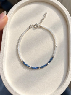 PULSERA LISA BLUE WHITE - PLATA