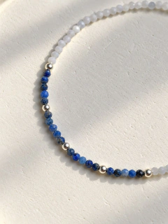 PULSERA LISA BLUE WHITE - PLATA - tienda online