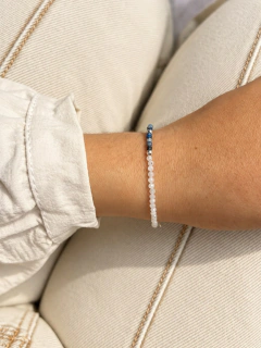 PULSERA LISA BLUE WHITE - PLATA en internet