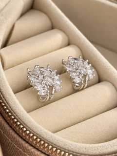 AROS SHINE LEAF - ACERO BLANCO - Hosanna Joyas