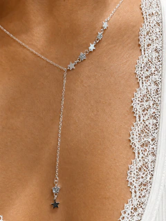 CORBATERO ESTRELLITAS BRISHO - ACERO BLANCO