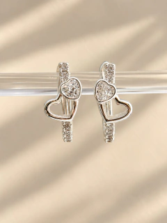 ARGOLLAS DOUBLE LOVE 1,5 CM - ACERO BLANCO - Hosanna Joyas