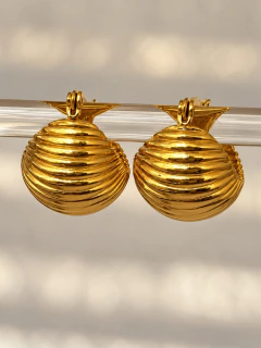 ARGOLLAS SORRENTO RAYAS 1,2 CM - ENCHAPADO EN ORO