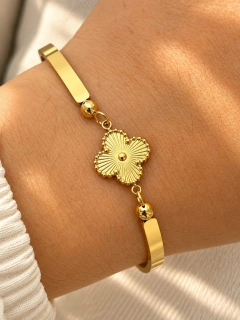PULSERA VAN CLEEF RIGID - ACERO DORADO - comprar online