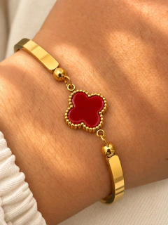 PULSERA VAN CLEEF RIGID RED - ACERO DORADO en internet