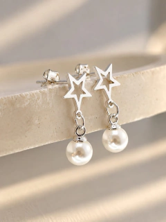 AROS STAR PEARL - ACERO BLANCO - Hosanna Joyas
