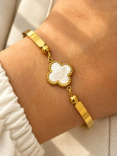 PULSERA VAN CLEEF RIGID NÁCAR - ACERO DORADO