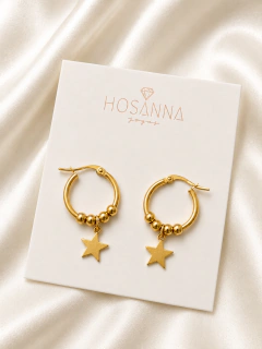 ARGOLLAS STORMY ESTRELLA 2CM - ACERO DORADO - comprar online