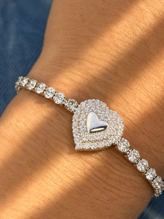 PULSERA AJUSTABLE BIG LOVE SHINE - ACERO BLANCO - Hosanna Joyas