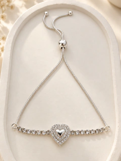 PULSERA AJUSTABLE BIG LOVE SHINE - ACERO BLANCO - comprar online