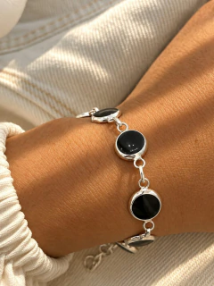 PULSERA CERCLE BLACK - PLATA - Hosanna Joyas