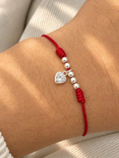 PULSERA HILO AJUSTABLE GIANNA CORAZÓN CUBIC - PLATA - comprar online