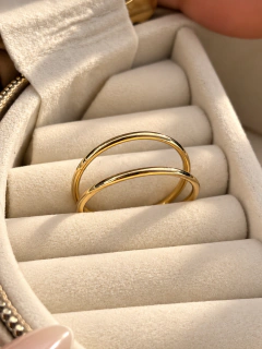 ANILLO DOUBLE LINE - ACERO DORADO