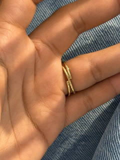 ANILLO DOUBLE LINE - ACERO DORADO en internet