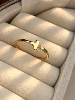 ANILLO CRUZ LISA - ACERO DORADO