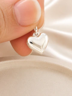 DIJE CORAZON INFLADO - ACERO BLANCO