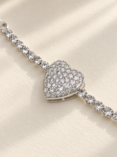 PULSERA AJUSTABLE BIG LOVE SHINE - ACERO BLANCO - tienda online