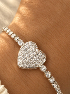 PULSERA AJUSTABLE BIG LOVE SHINE - ACERO BLANCO - comprar online