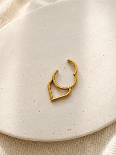 ARGOLLA SOLITARIA JIA DOBLE GOTA - ACERO DORADO en internet