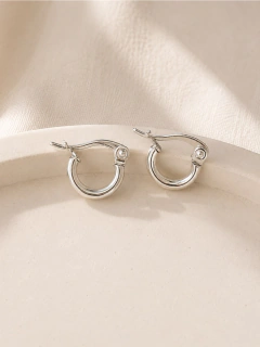 ARGOLLAS LISA 1CM- ACERO BLANCO - Hosanna Joyas