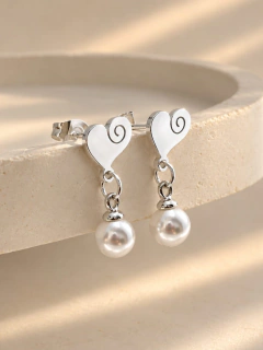 AROS LOVE PEARL - ACERO BLANCO - Hosanna Joyas