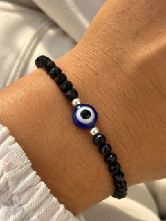 PULSERA AJUSTABLE OJITO ROXI BLACK - PLATA - tienda online