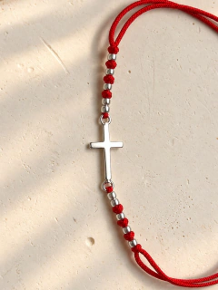 PULSERA HILO AJUSTABLE CRUZ - PLATA