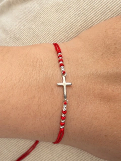 PULSERA HILO AJUSTABLE CRUZ - PLATA - comprar online