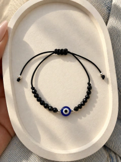 PULSERA AJUSTABLE OJITO ROXI BLACK - PLATA