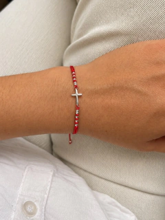 PULSERA HILO AJUSTABLE CRUZ - PLATA - Hosanna Joyas