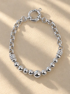 PULSERA ROLO BOLITAS CON MARINERO - PLATA