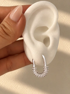 ARGOLLAS HERMES 1,6 CM - ACERO BLANCO - Hosanna Joyas