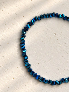 PULSERA ROXY TRIANGULAR AZUL METALIZADO - PLATA - Hosanna Joyas