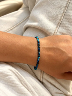 PULSERA ROXY TRIANGULAR AZUL METALIZADO - PLATA en internet