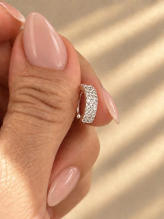 CUFF SHINE DOUBLE LINE - ACERO BLANCO - Hosanna Joyas