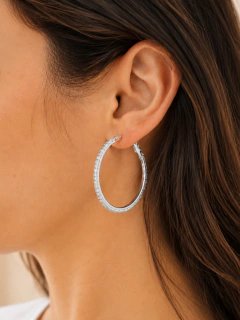 ARGOLLAS MAXI BRISHO 4.3CM - ACERO BLANCO - tienda online