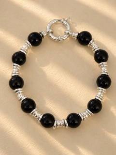 PULSERA BLACK AND SILVER CON MARINERO - PLATA