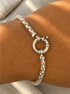 PULSERA COREANA BLACK CON MARINERO - PLATA - Hosanna Joyas