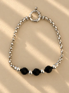 PULSERA COREANA BLACK CON MARINERO - PLATA - comprar online