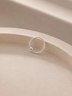 ARGOLLA SOLITARIA LABRADA 0.8 CM - PLATA - comprar online