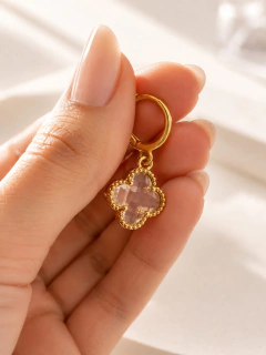 ARGOLLAS VAN CLEFF CRISTAL - ACERO DORADO - Hosanna Joyas