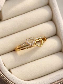 ANILLO CORAZONCITOS BRILLANTES - ENCHAPADO
