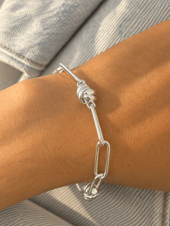 PULSERA LONG CHAIN NUDITO CON MARINERO - PLATA - Hosanna Joyas