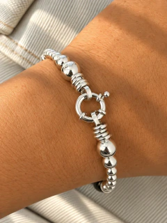 PULSERA THREE BLACK CON MARINERO - PLATA - Hosanna Joyas